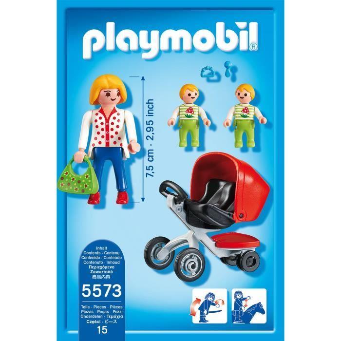 PLAYMOBIL 5573 Mom with Twins and Pram, City Life, Ages 4 and Up
