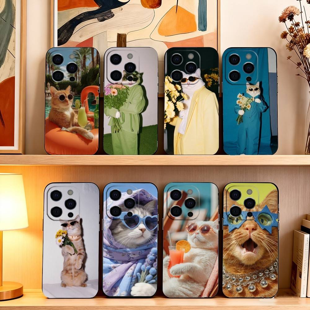 Funny Animal C-Cat Phone Case Silicone Soft For IPhone 17 16 15 14 13 12 11 X XR Plus Pro Max Plus