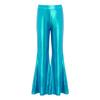 Girls Stage Performance Metallic Flared Pants Sparkling Sequin Tassels Back Invisible Zipper Bell Bottom Trousers