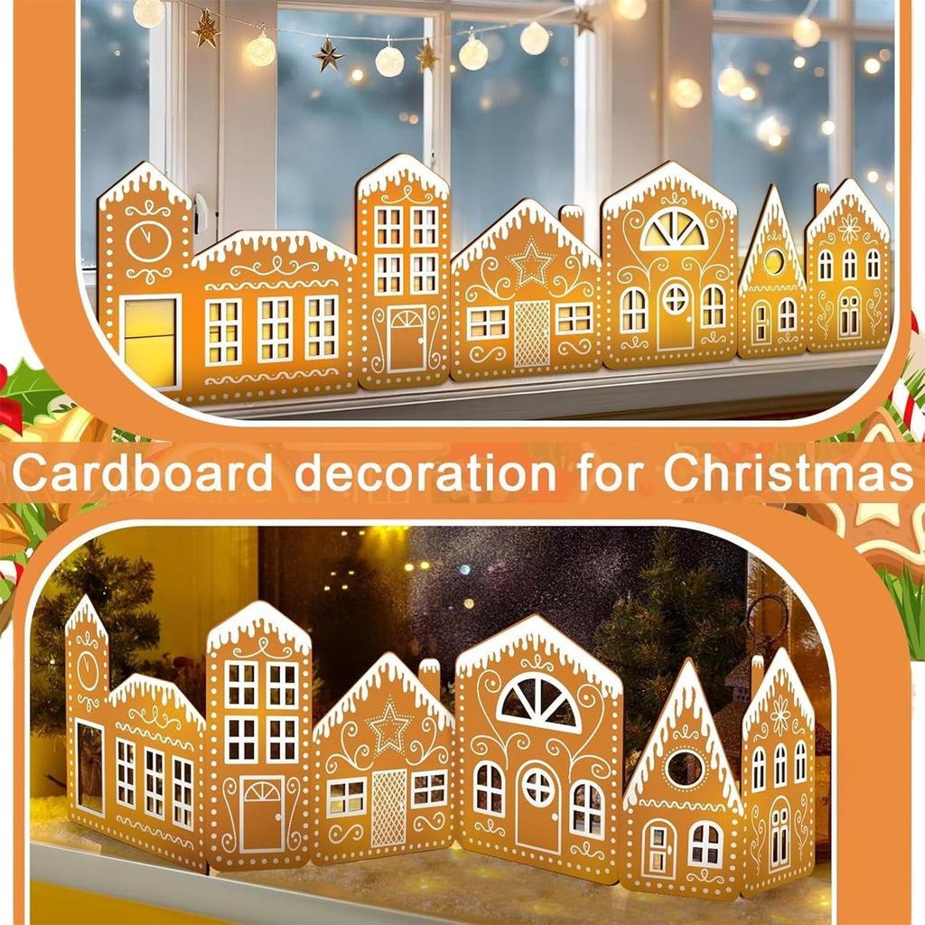 Weihnachts-Lebkuchenhaus Leuchtende Dekoration DIY Weihnachts-Lebkuchenhaus Karton-Set Mit LED-Lichterkette