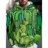 Men's Cactus Print Hooded Sweatshirt Loose Casual Pullover Autumn New Drawstring Long-sleeved Top