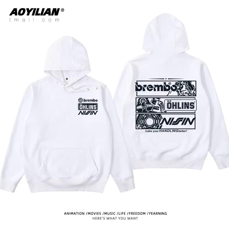 Autumn Winter Men Suspension Car Motorcycle Sport Racing Ohlins Shock Hoodies Long Sleeves Thermal Sweatshirt Ladies Unisex