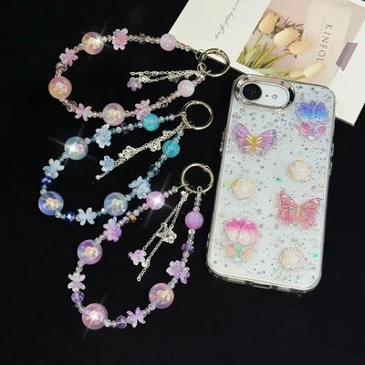 Butterfly Petal Design Phone Wrist Strap Anti-Loss Charm Phone Chain  Phone Accessory