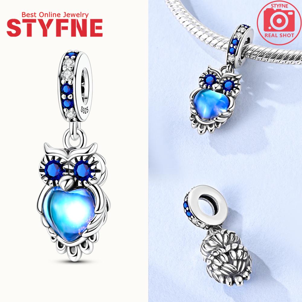 Silver 925 Colored Zircon Heart-shaped Pendant Beads Charm Fit Bracelet Jewelry Making Fine Gift for Women