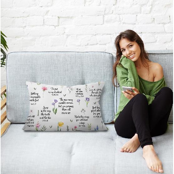JINYO Bible Verse Pillow Covers 12x20 inch, Christian Gifts for Women Men, Christian Room Decor, Christian Pillow, Bible Verse Decor, Bible Pillow