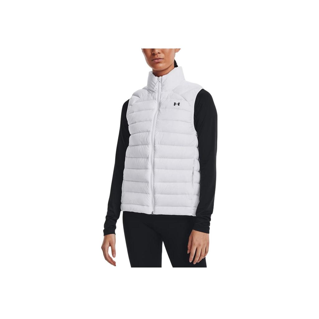 Under Armour Solid Color Logo Zip Collar Vest Women vests White 1372647-100