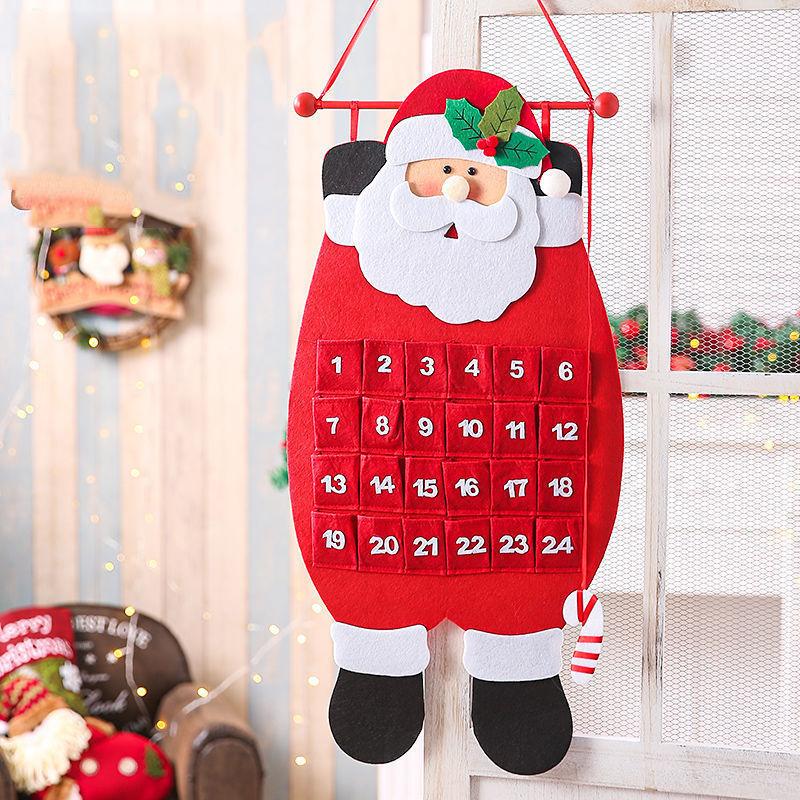 1set Felt Digital Christmas Calendar Santa Claus Snowman Elk Style Xmas Celebration Countdown Door Wall Window Decor Props