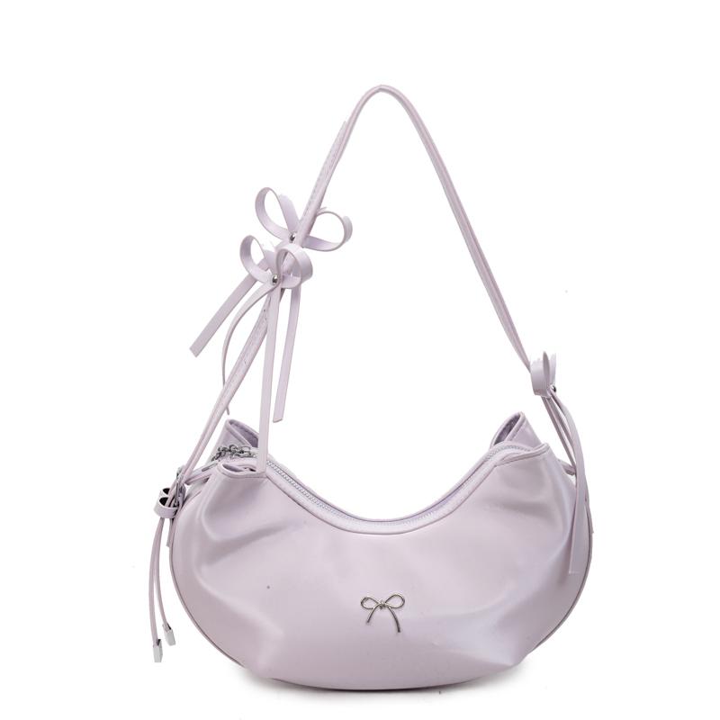 2025 Fashionable New Glossy PU Half Moon Shoulder Bags Solid Zipper High Quality Stylish Design Exquisite Armpit Bags for Women