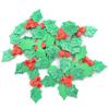 60Pcs Green Holly Leaf Cloth Applique Christmas Scrapbooking Patches DIY Crafts Decorative Stick-on Accessories