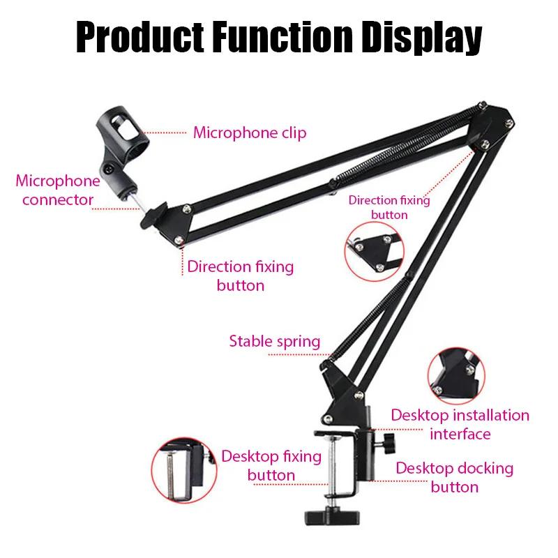 Flexible Desktop Microphone Hanging Adjustable Boom Scissor Arm Stand for Podcast Streaming Youtube Mike Holder Professional