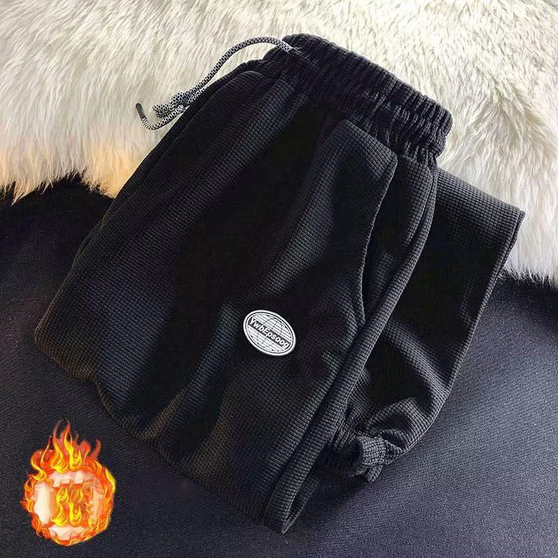 Adjustable Waistline Pants Men's Spring/fall Street Style Sport Trousers with Side Pockets Drawstring Elastic Waist Ankle-banded