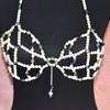 Womens Body Chain Set With Glass Bead Accent Fashionable Bra Top Waist Skirt Outfit Party Evening Wear