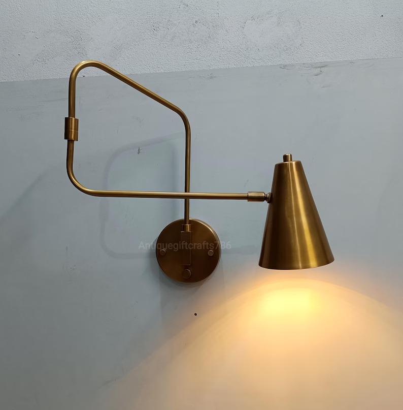 Stilnovo Style Brass Swing Arm Wall Sconce: Mid-Century Modern Reading Light