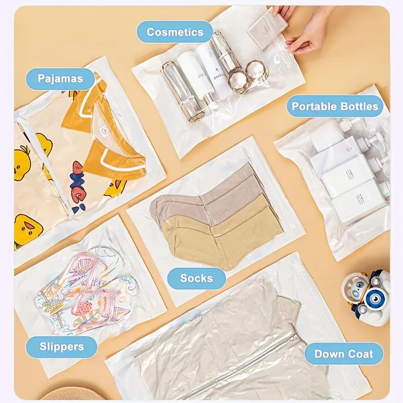 8pcs Hand-rolled Household Vacuum Compression Bag Luggage Special Travel Clothes Storage Bag Down Jacket Clothes Storage Bag