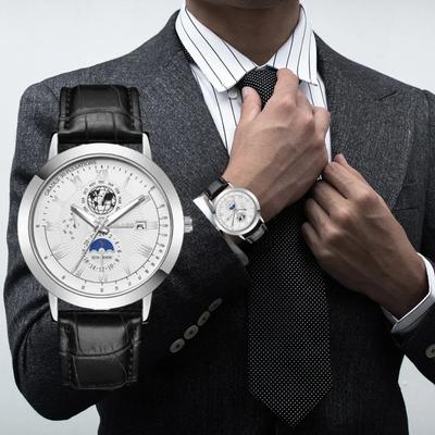 Sada 5 ks Nové automatické hodinky pre mužov Módne Jednoduché Ľahký luxus Quartzové hodinky Náramky Krabička Darček pre mužov