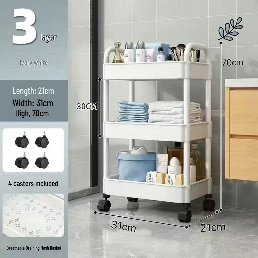 Compact Multi-layer Trolley Storage Rack for Kitchen, Bedroom, and Bathroom