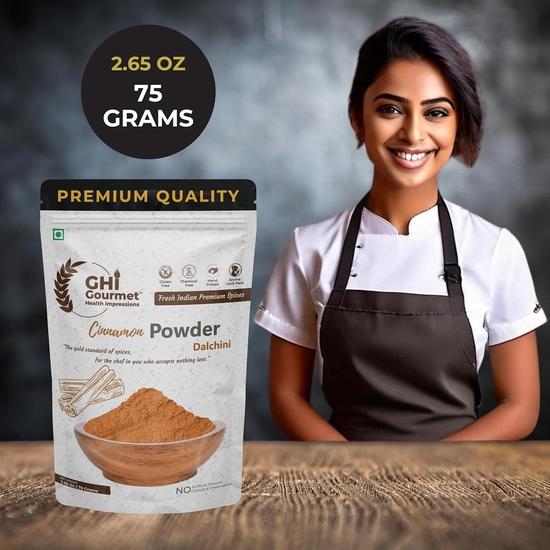 GOURMET HEALTH IMPRESSIONS Superior Grade Cinnamon (Dalchini) Powder 75g - Richly Aromatic, Finely Ground, Non-GMO