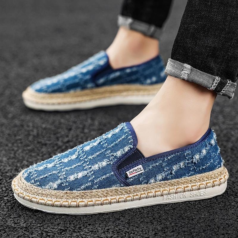 Neue Espadrilles Herrenschuhe Lässig Atmungsaktiv Slip-On Sneakers Männlich Canvas Schuhe Sommer Klassische Herren Fahrschuhe Slipper für Herren