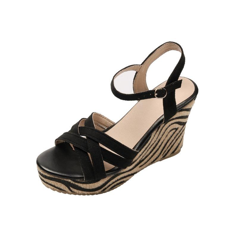 

Женские летние сандалии на танкетке большого размера, новые, с ремешком на одной пряжке, на толстой подошве-маффин 43 чёрный