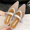 Fashion New Designer Mesh Flat Sandals Women Fashion Hollow Buckle Mary Jane Shoes Women Comfortable Breathable Non-slip Wedges Sandals