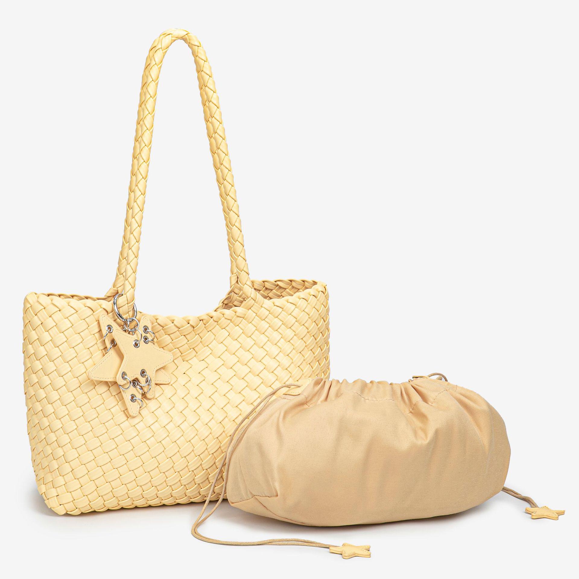 

2025 Handmade Women s Fashionable High-End Woven Tote Bag for Shoulder or Handheld Use жовтий
