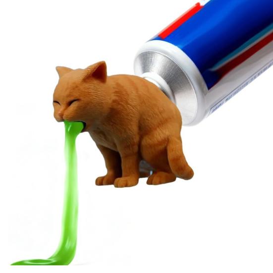 Funny Pet Toothpaste Dispenser Pooping Dog Toothpaste Tube Topper Cat Vomiting Toothpaste Dispenser Gag Gift for Family Friends Dog Lovers Pranksters