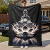 1pc Buddha Lotus Outdoor Flannel Blanket Soft Warm All-Season Throw for Sofa Bed Car Camping Office, Cozy Gift Idea1167S