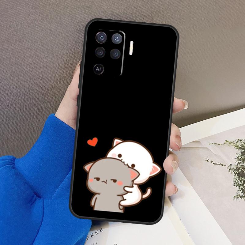 Peach Cat For OPPO Find X3 X5 Pro A9 A5 A31 2020 A15 A16 A52 A72 A1K A83 A91 A54 A74 A94 A53S Case