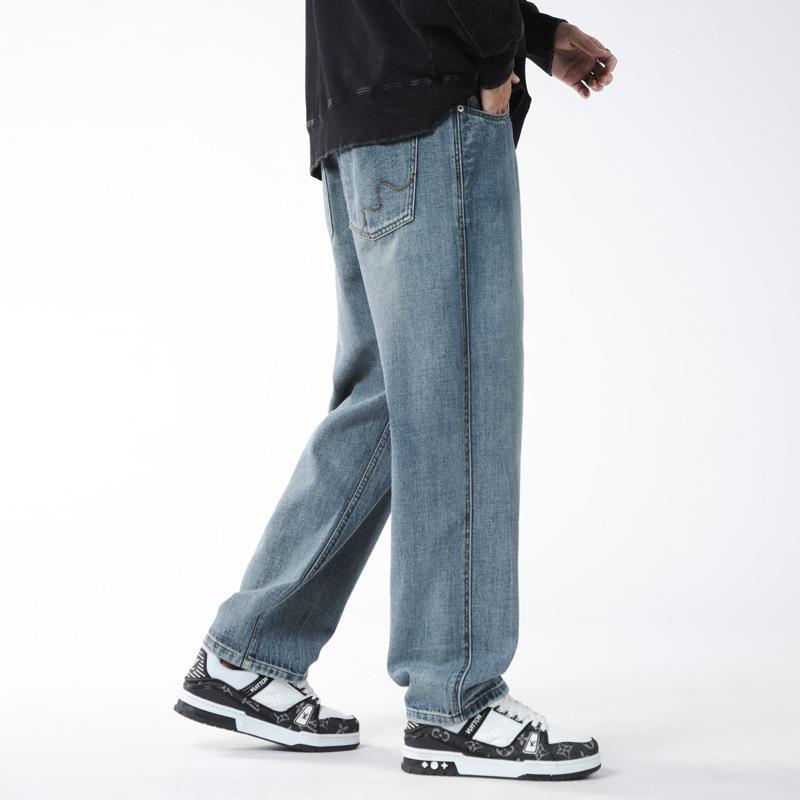 Straight Wide-leg Jeans Men's Autumn Loose Casual Versatile Men's American Jeans Wide-leg Trousers Men's Autumn