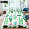 Succulents Bedding Set Green Plant Duvet CoverTropical Botanical Comforter CoverQuilt Cover for Bedroom Decor Full Size 3pcs
