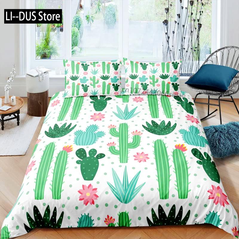

Succulents Bedding Set Green Plant Duvet CoverTropical Botanical Comforter CoverQuilt Cover for Bedroom Decor Full Size 3pcs EU Single(135*200cm)3pcs