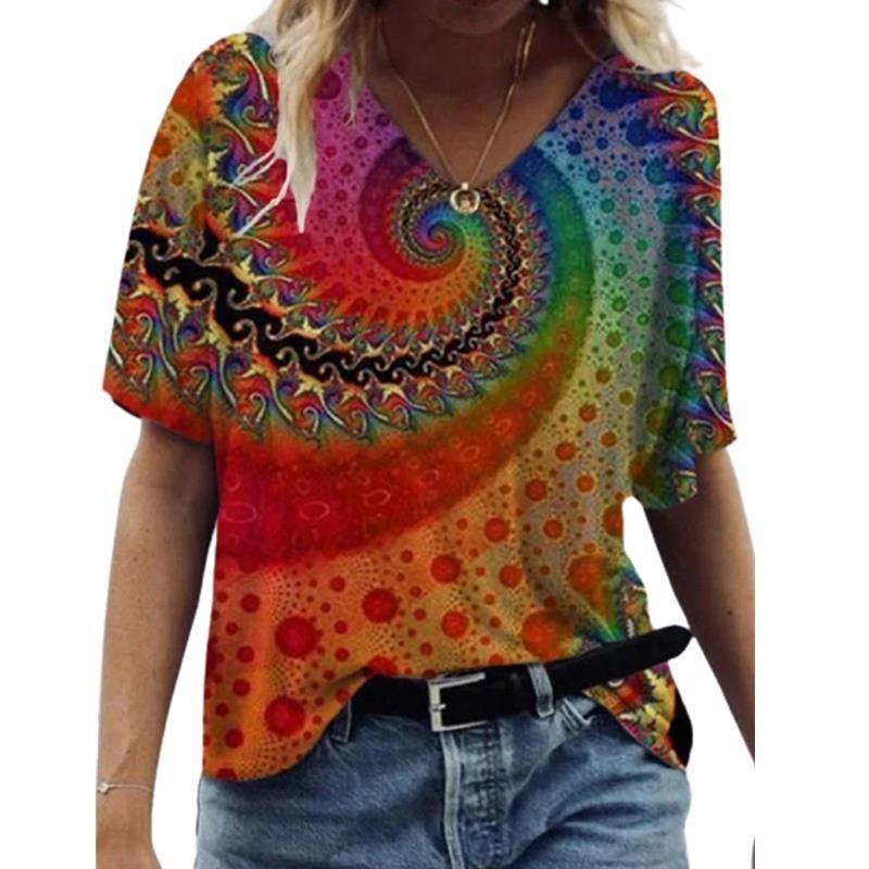 Extra-large women s T-shirt - Summer fashionable printed casual short-sleeved top for stylish outfit XL