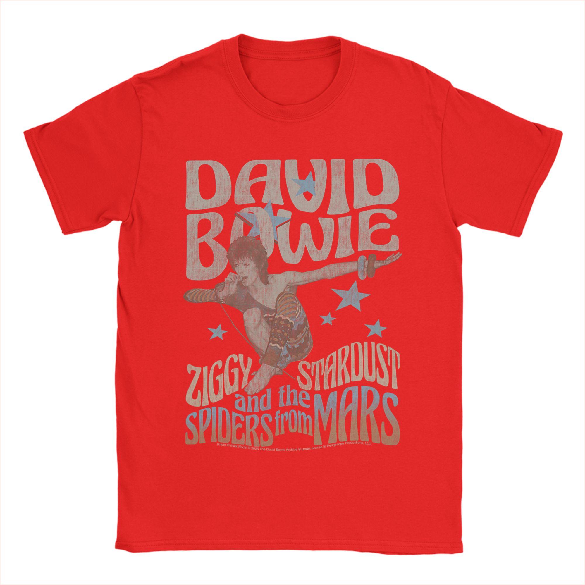 David Bowie Ziggy Stardust and The Spiders from Mars T Shirt Unisex Round Collar Tees Short Sleeve Clothes Plus Size S