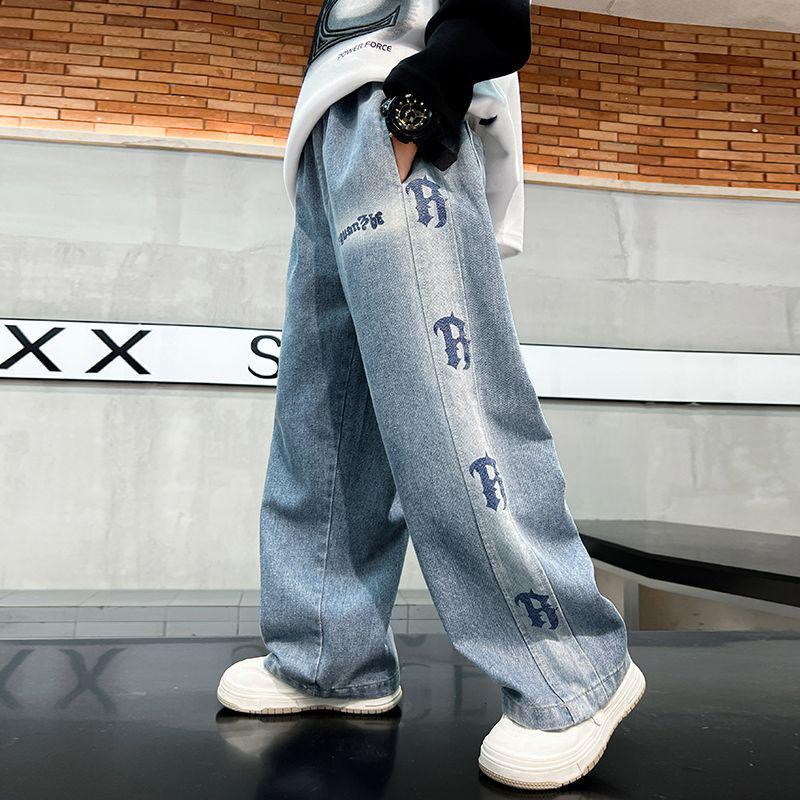 2025 Boys' Autumn & Winter Fleece-Lined Straight Leg Jeans for Kids - Thickened for Warmth