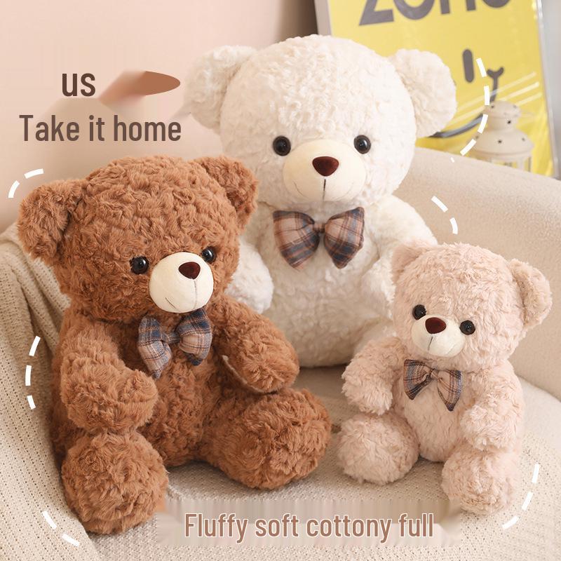 Cute Plush Teddy Bear with Bow – Perfect Companion Doll Gift for Girls