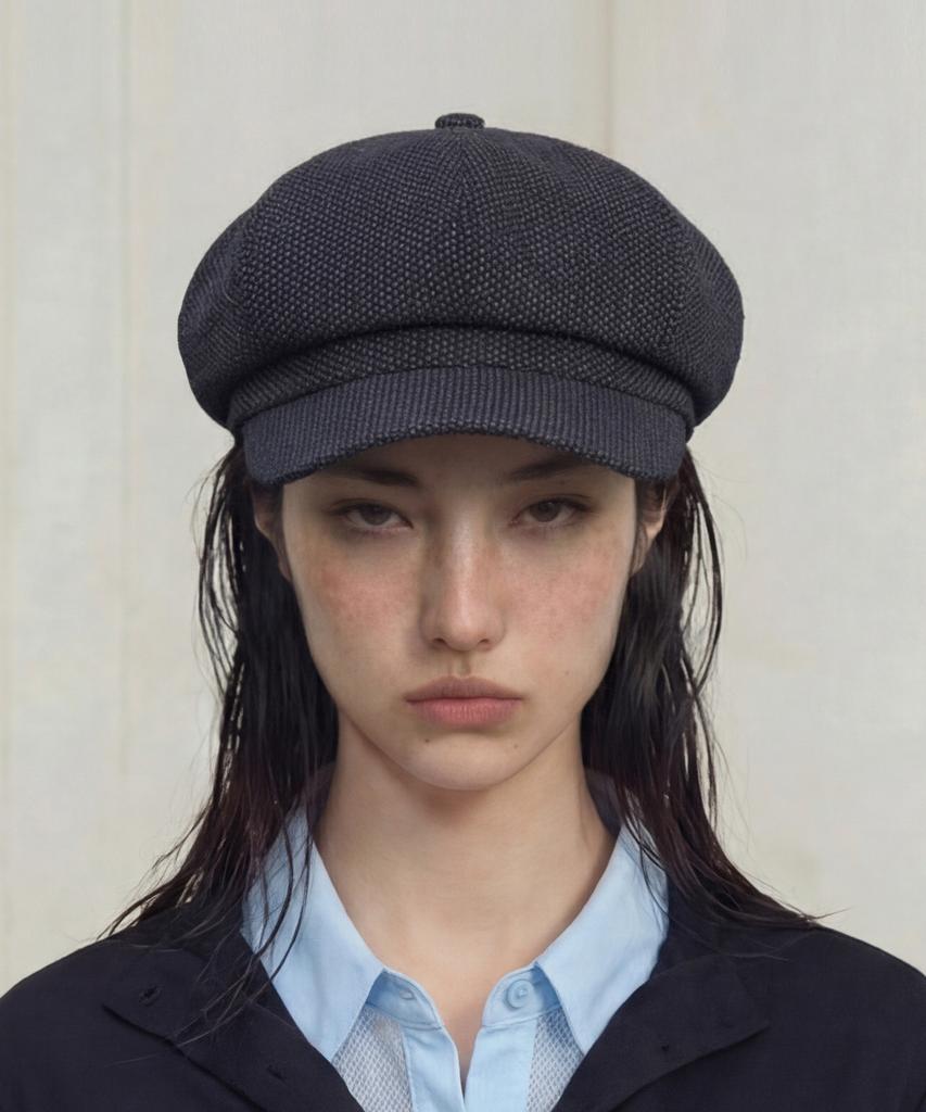 Eondeokeonteulolseutyudio Cotton Hunting Cap Castro Beret / Stitch / Navy