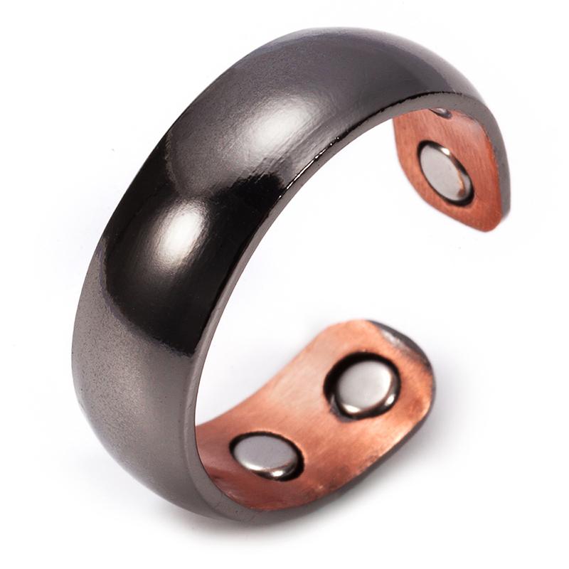 Vinterly Pure Copper Rings Magnetic 6mm Adjustable Open Cuff Finger Finished High Magnet Health Energy Mens Minimalist Jewelry