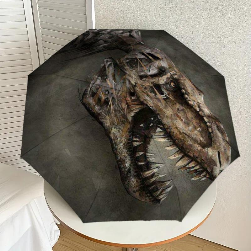 1PC Dinosaur Skull Pattern Small Travel Compact Windproof Umbrella, Automatic Folding Umbrella, Automatic Open/Close ,Gift-175