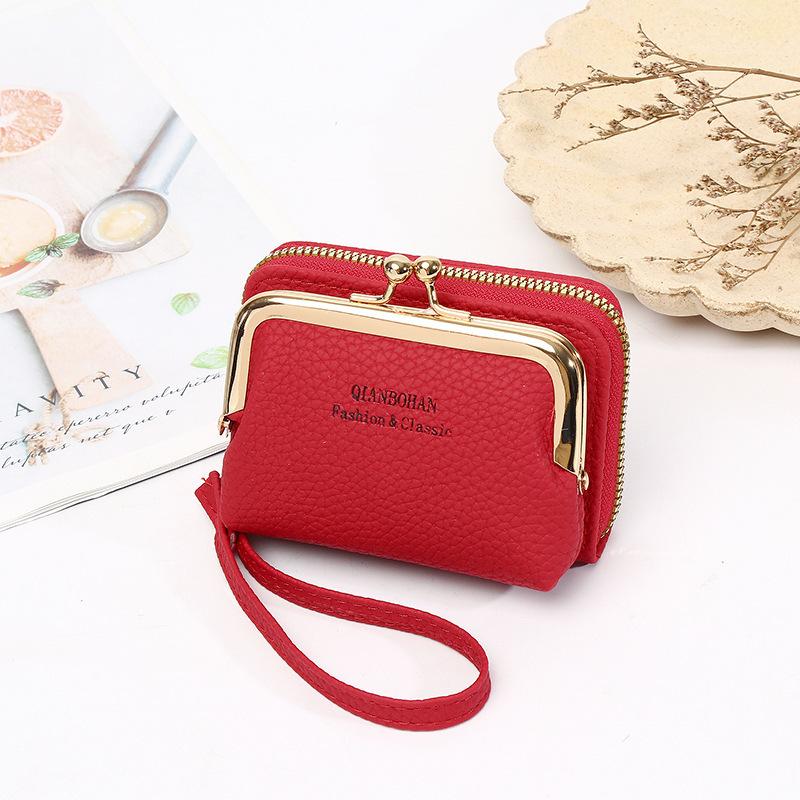 

2026 Newest Women s Wallet Wrist Strap Short Coin Purse Card Holder Korean Style Coin Clip Bag Multi-Card Slot