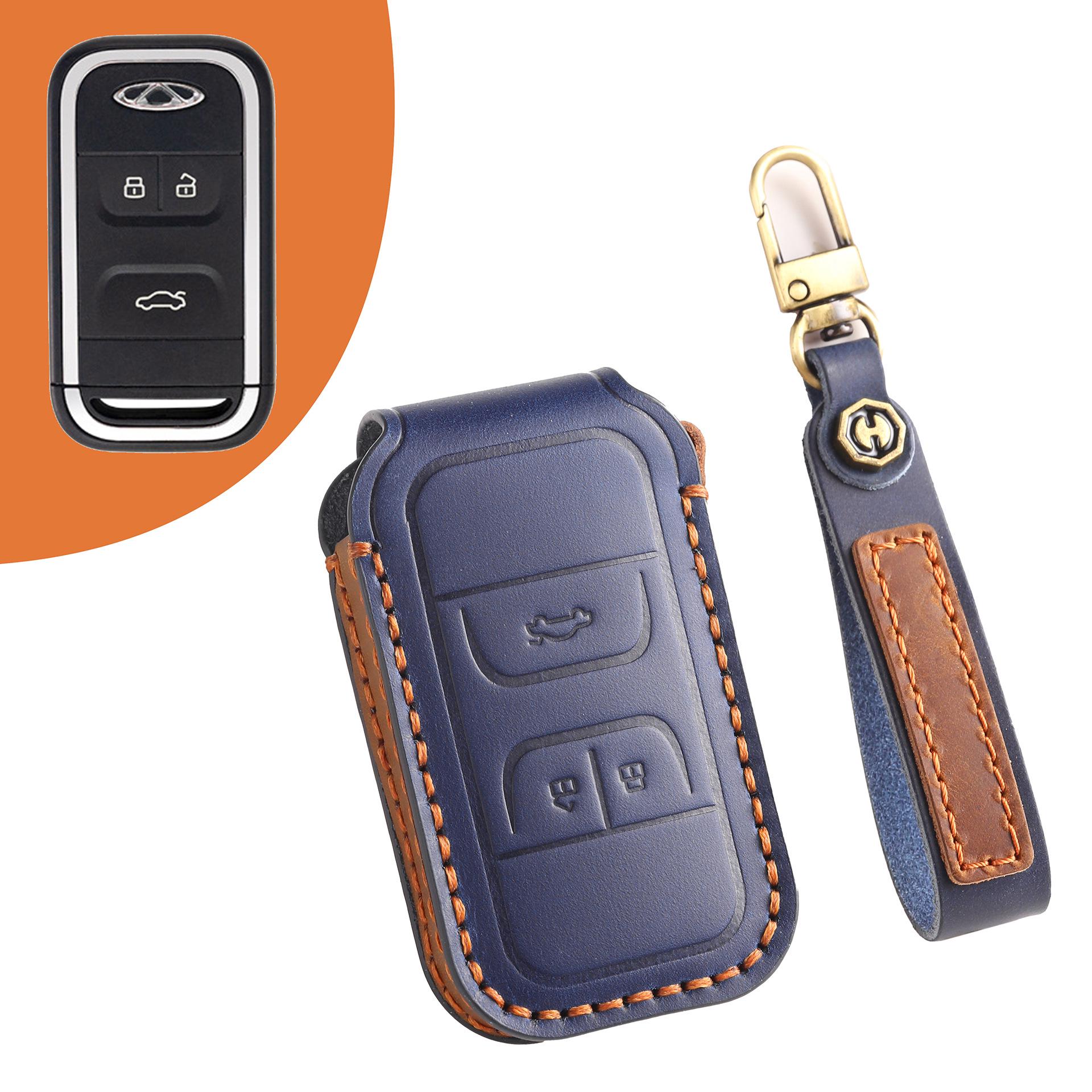 

Чехол для ключа Chery Xingtu из натуральной кожи для TXL, Tiggo 3X, Lingyun LX, Arrizo 5Plus синий