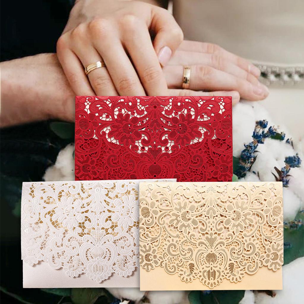 25PCS Hollow Out Wedding Invitations Cards with Envelopes For Wedding Bridal Shower Engagement Greeting Card Anniversary Valentine Birthday Gift for