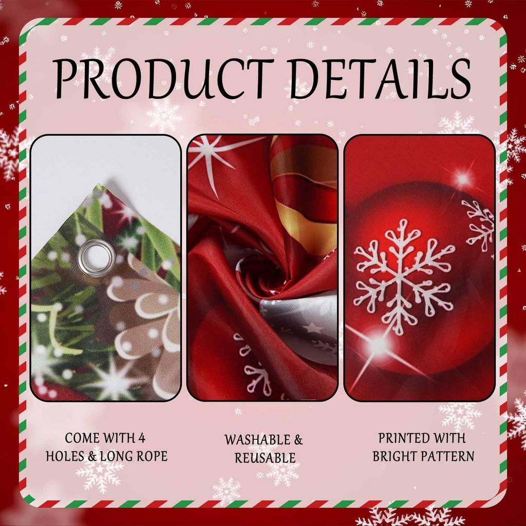 Christmas Door Cover Snowflake Background Banner Merry Christmas Decorations with Ball Design Photography Hanging Cover Photo Booth Props Decorations
