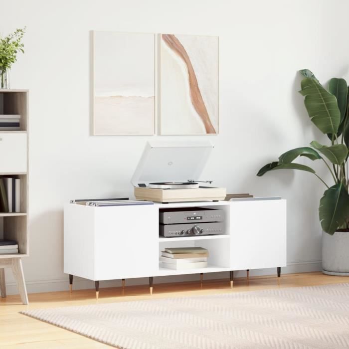 VidaXL Armoire à disques blanc 121x38x48 cm bois d'ingénierie 831668