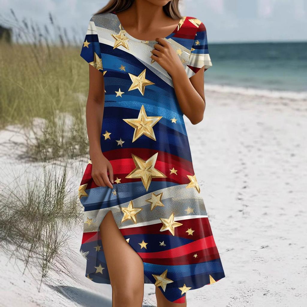 Boho šaty s krátkým rukávem pro ženy Ležérní volný střih letní letní šaty s květinovým potiskem šaty s kapsami