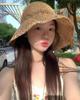 Straw Hat Seaside Hat Ins Lace-up Straw Hat Women's Travel Sunscreen Beach Sun Hat Lace Sun Hat