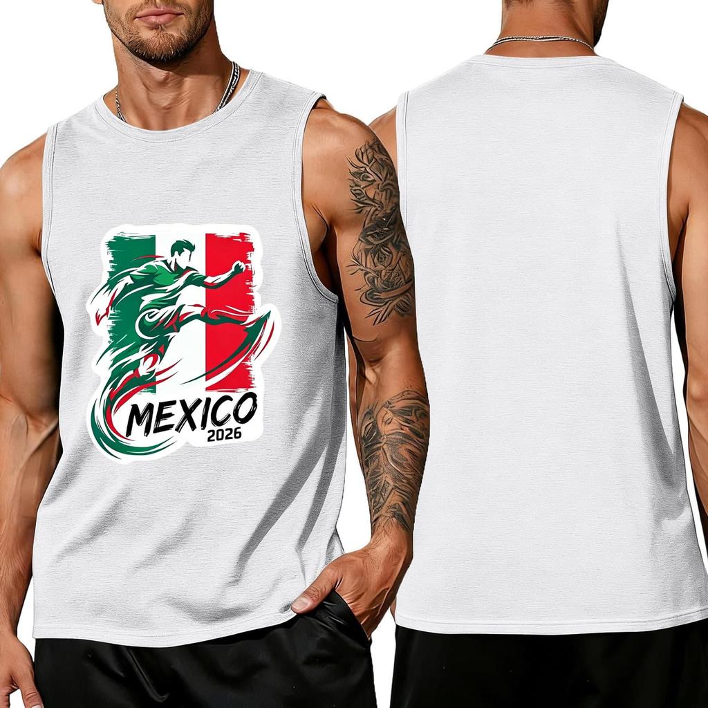 Men Sleeveless Tank Top Soccer Player Graphic Print Athletic Sportswear Casual Summer Shirt for Outdoor Activities Gym Training