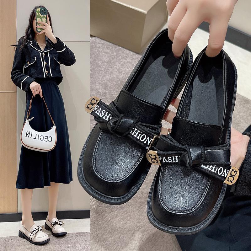Summer retro leather shoe design new thin thick-soled muffin sole shoes