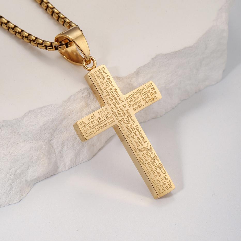 Collier Homme Spiritual Male Minimalism Stainless Steel Necklace Man's Jesus Cross Necklace for Man Collar Hombre