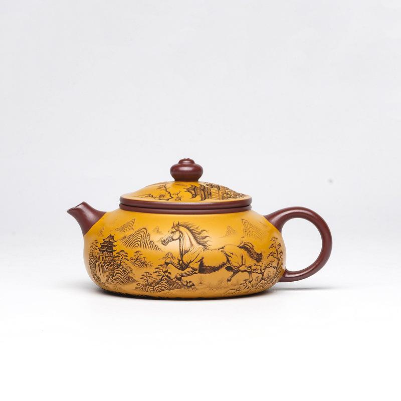 Yixing Zisha Dragon Blood Sand Two-Color Handmade Teapot Tea Set Gift