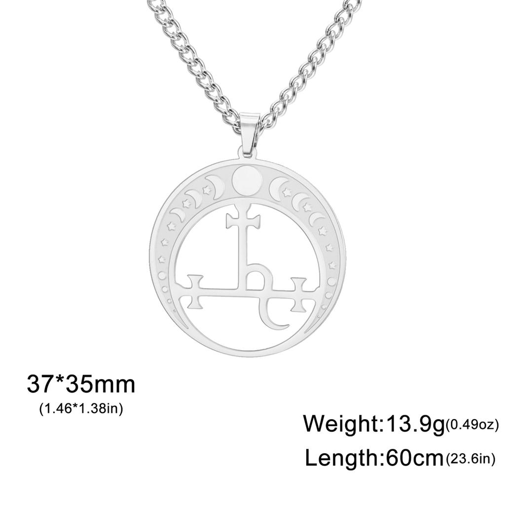 Lilith Démonický Pečeťový Náhrdelník Nerezová Ocel Vintage Satan Šalamounův Symbol Přívěsek Choker Amulet Šperk Dárek